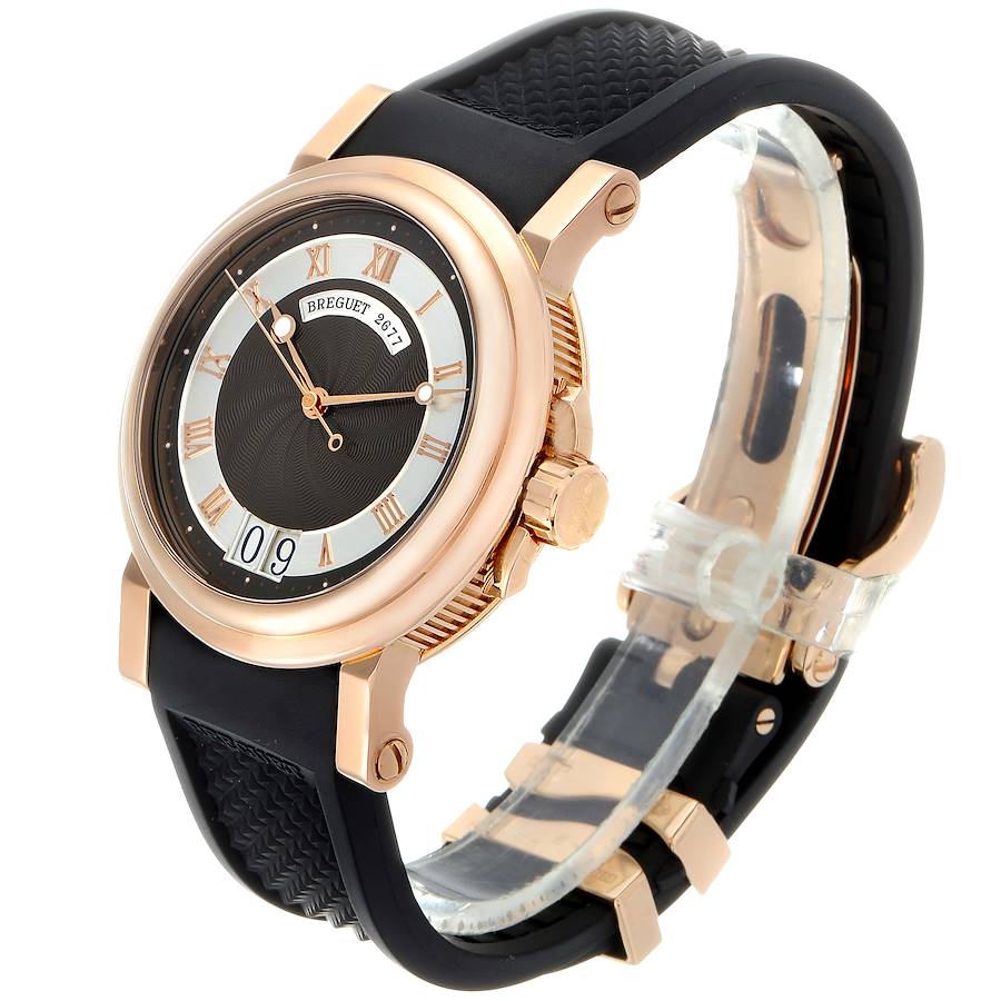 Breguet Marine Big Date Rose Gold Ruber Strap Mens Watch 5817 Box ...