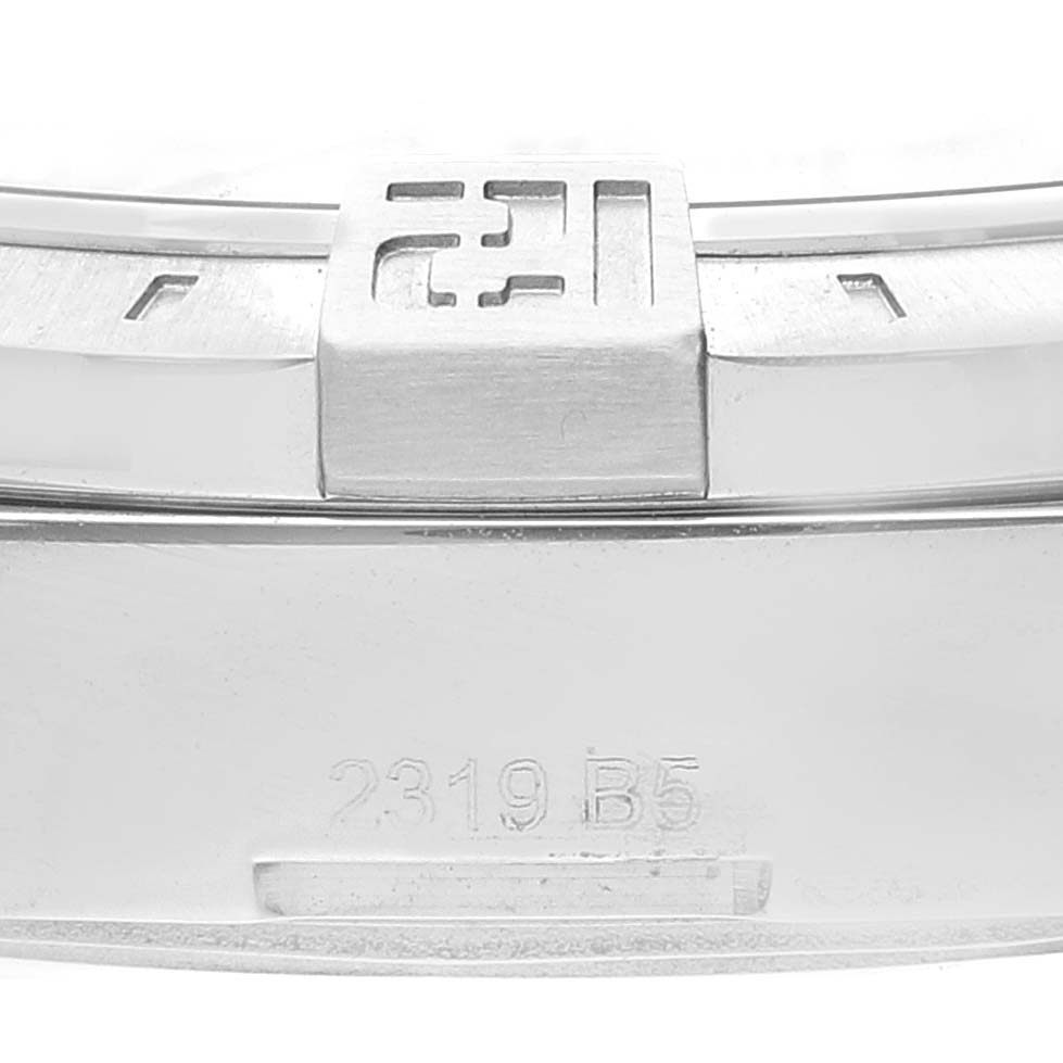 Close-up of the Breitling Avenger A3239011-C872-170A Men's Stainless Steel Mother of Pearl Dial A3239011-C872-170A Men's Stainless Steel Mother of Pearl Dial watch clasp and part of the bracelet, highlighting model number "2319 B5".