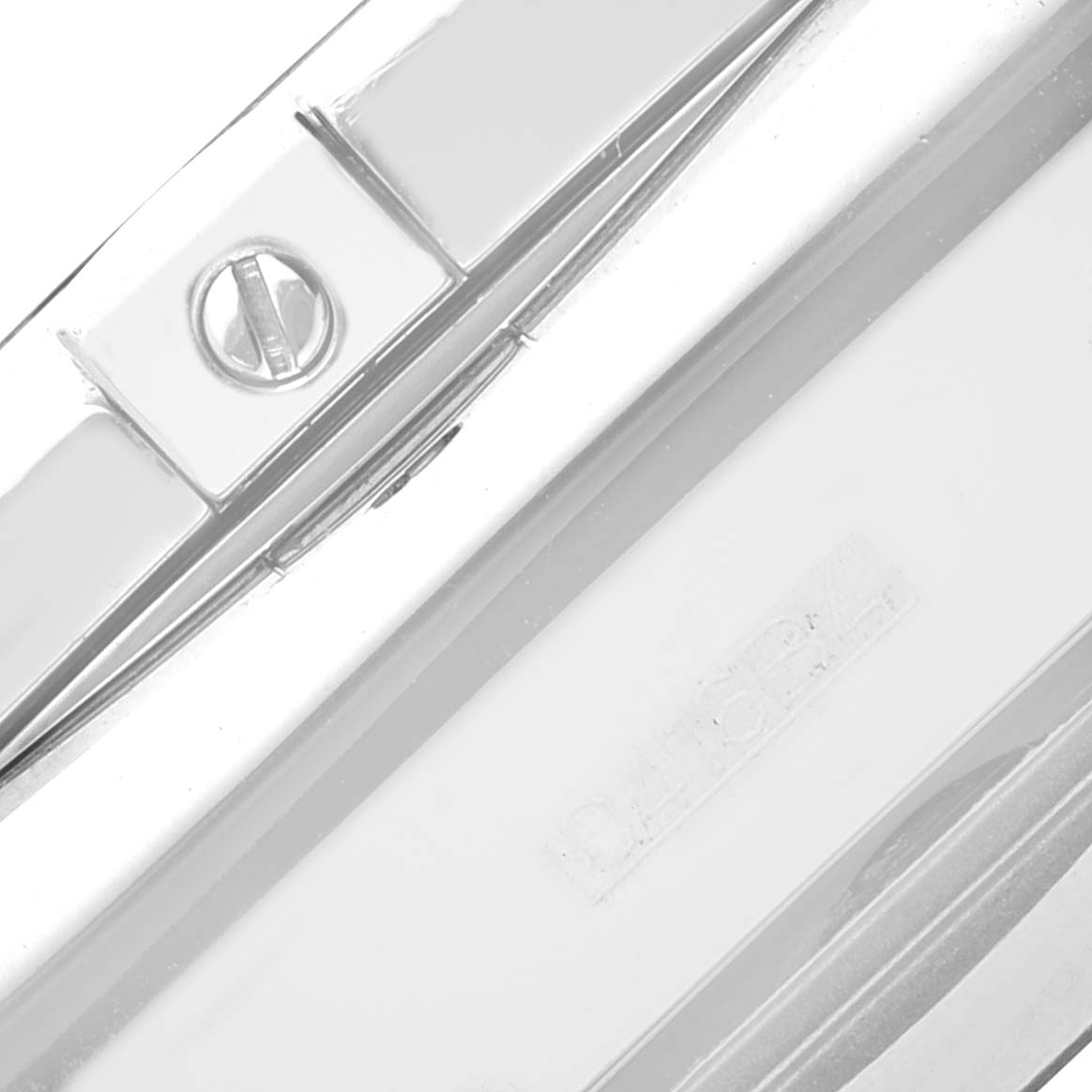 The image shows a close-up view of the bezel and case of a Breitling Chronomat AB01116X/BE67 Men's Stainless Steel Mother of Pearl Dial AB01116X/BE67 Men's Stainless Steel Mother of Pearl Dial watch.