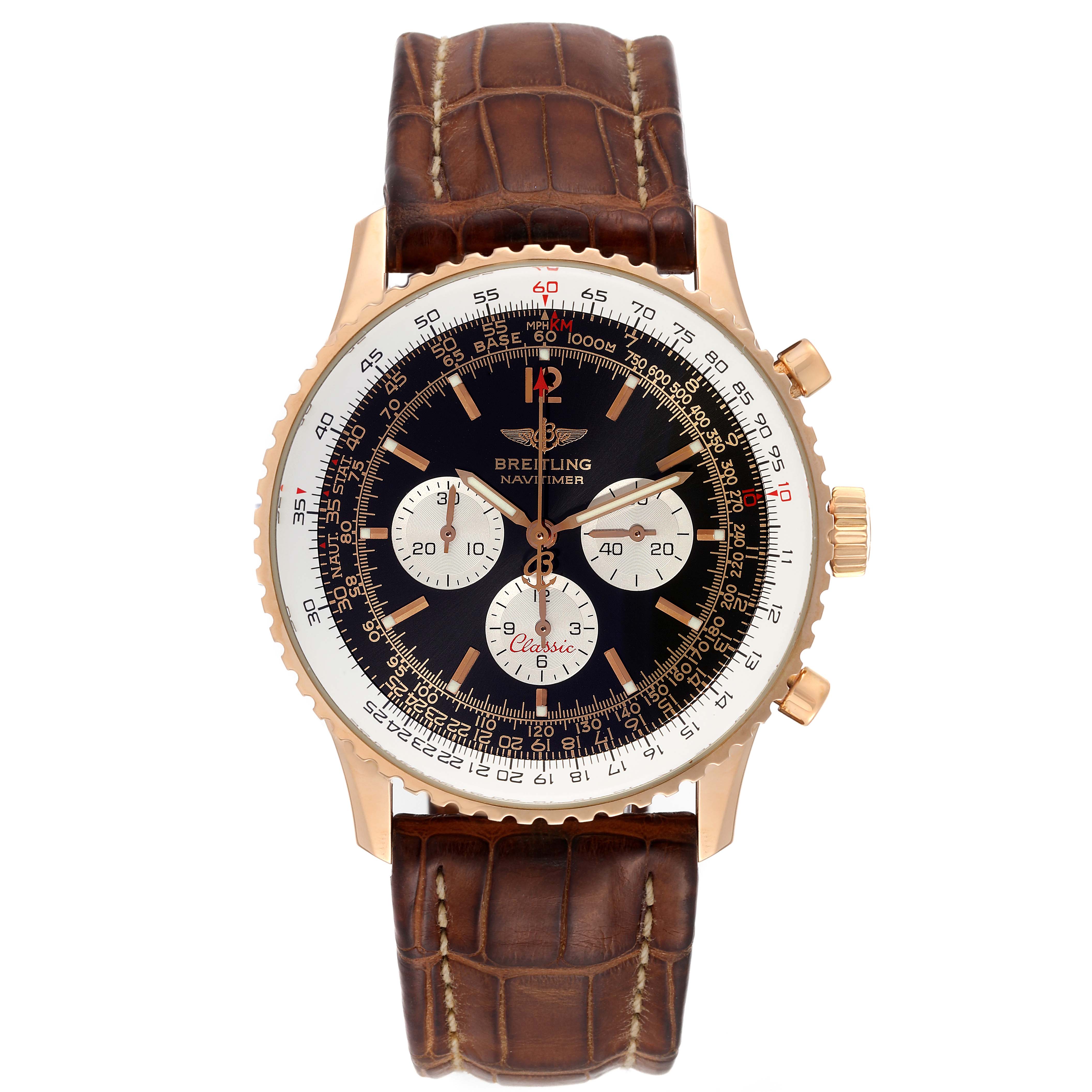 Lige Chronograph Watch. Rose golden w/Brown Leather buy strap. A Classic.