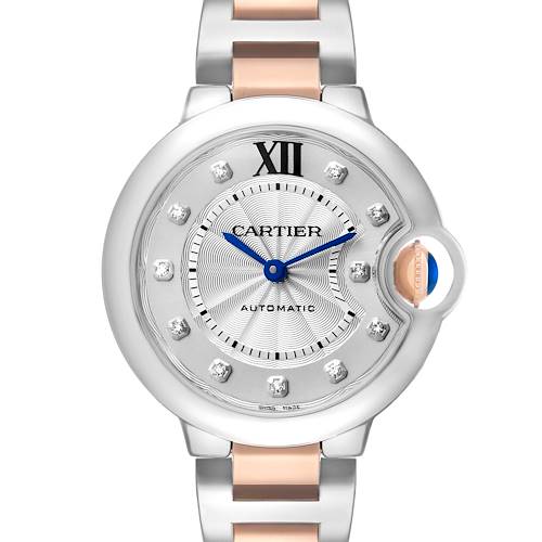 Photo of Cartier Ballon Bleu 33 Steel Rose Gold Diamond Ladies Watch WE902044 Card
