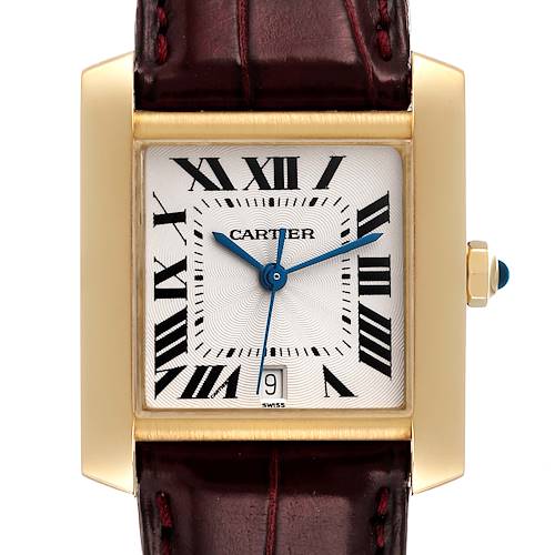 Photo of Cartier Tank Francaise Large Yellow Gold Brown Strap Mens Watch W5000156