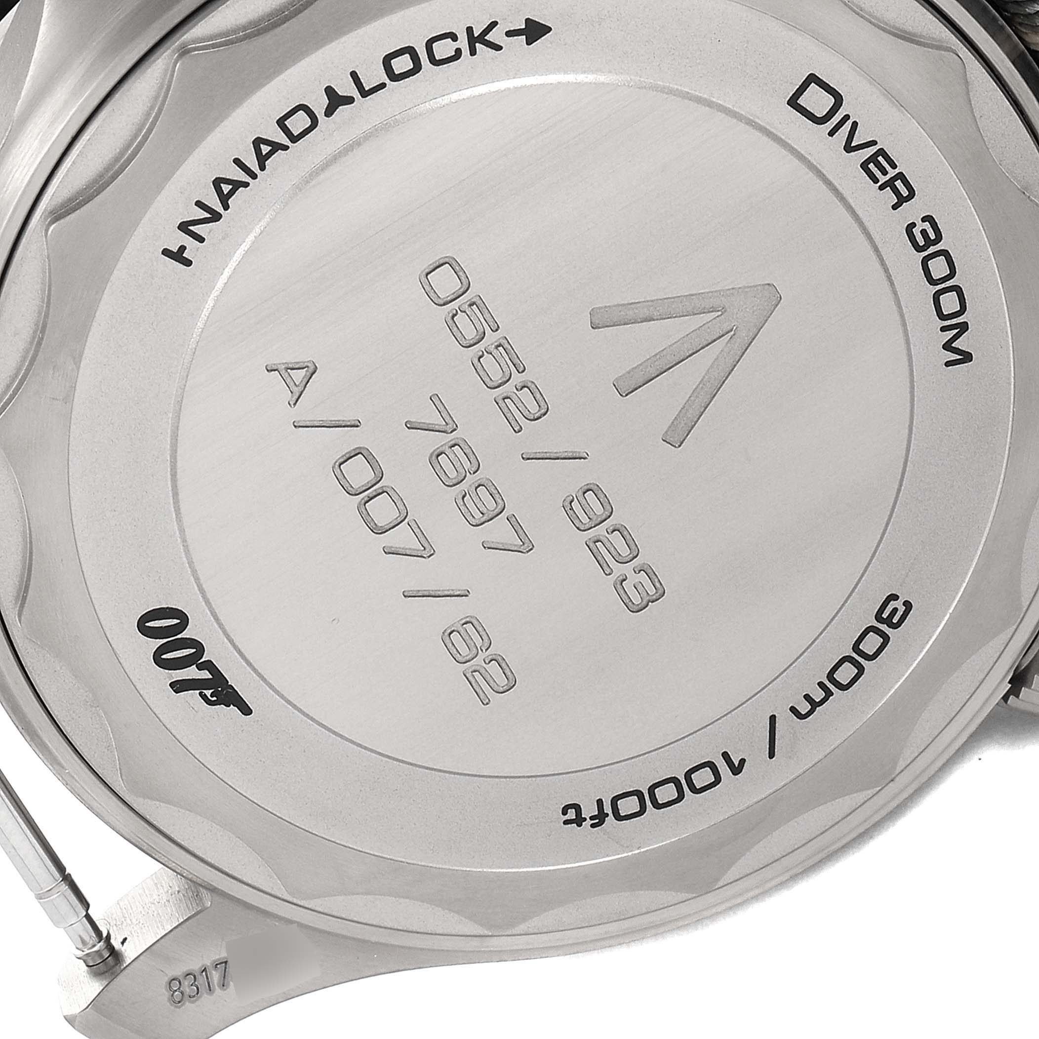 The image shows the case back of an Omega Seamaster 210.92.42.20.01.001 Men's Titanium Brown Dial 210.92.42.20.01.001 Men's Titanium Brown Dial Diver 300M watch.