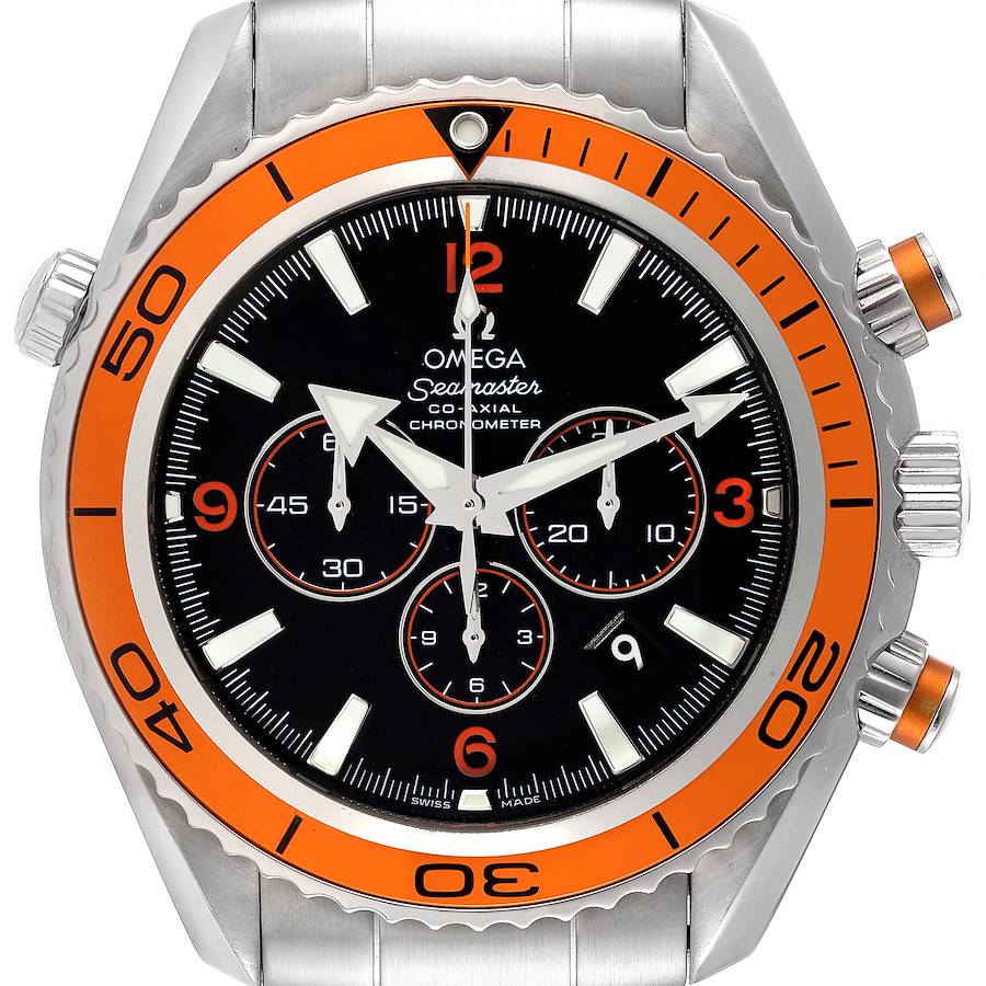 Omega Seamaster Planet Ocean XL Chrono Mens Watch 2218.50.00 Box Card ONE LINK ADDED SwissWatchExpo