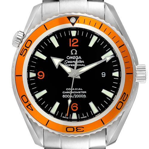 Photo of Omega Seamaster Planet Ocean XL Orange Bezel Watch 2208.50.00 Box Card