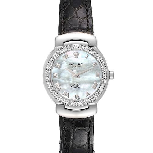 Photo of Rolex Cellini Cellissima White Gold MOP Dial Diamond Ladies Watch 6671