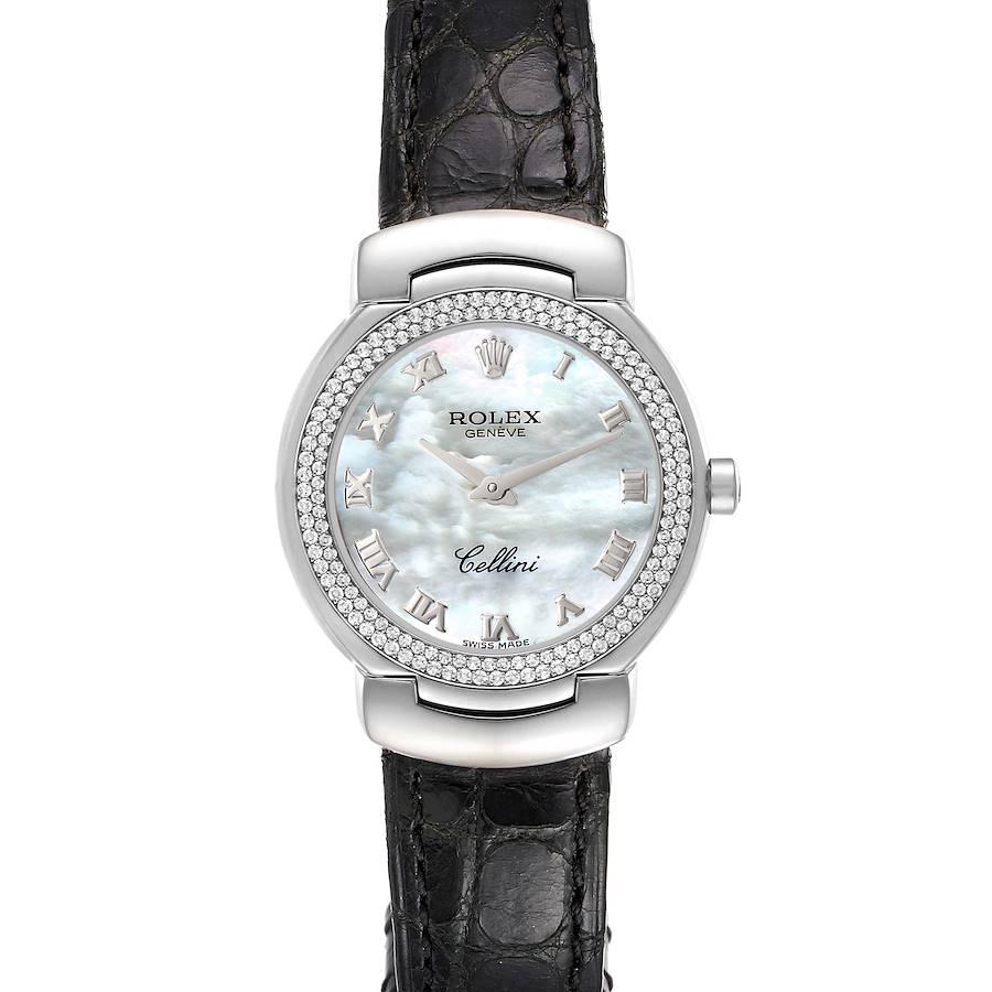Rolex Cellini Cellissima White Gold MOP Dial Diamond Ladies Watch 6671 SwissWatchExpo