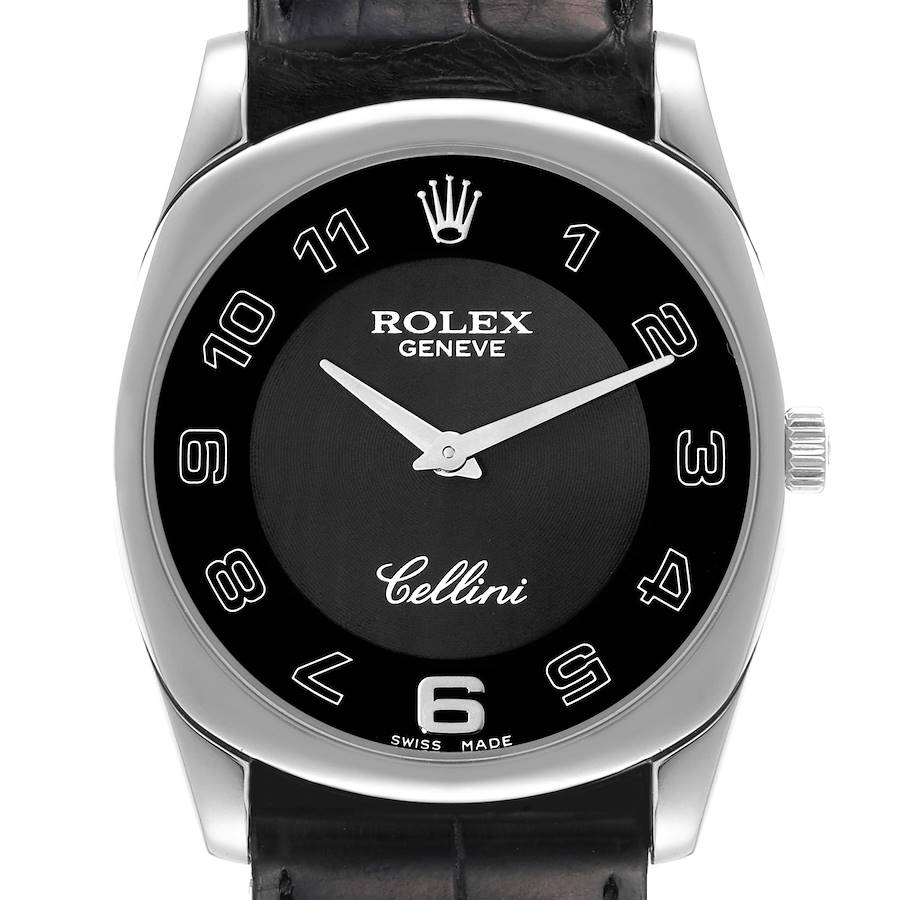 Rolex Cellini Danaos 18K White Gold Black Dial Mens Watch 4233 Box Papers SwissWatchExpo