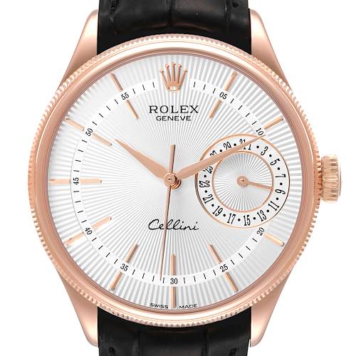 Photo of Rolex Cellini Date 18K Everose Gold Silver Dial Mens Watch 50515