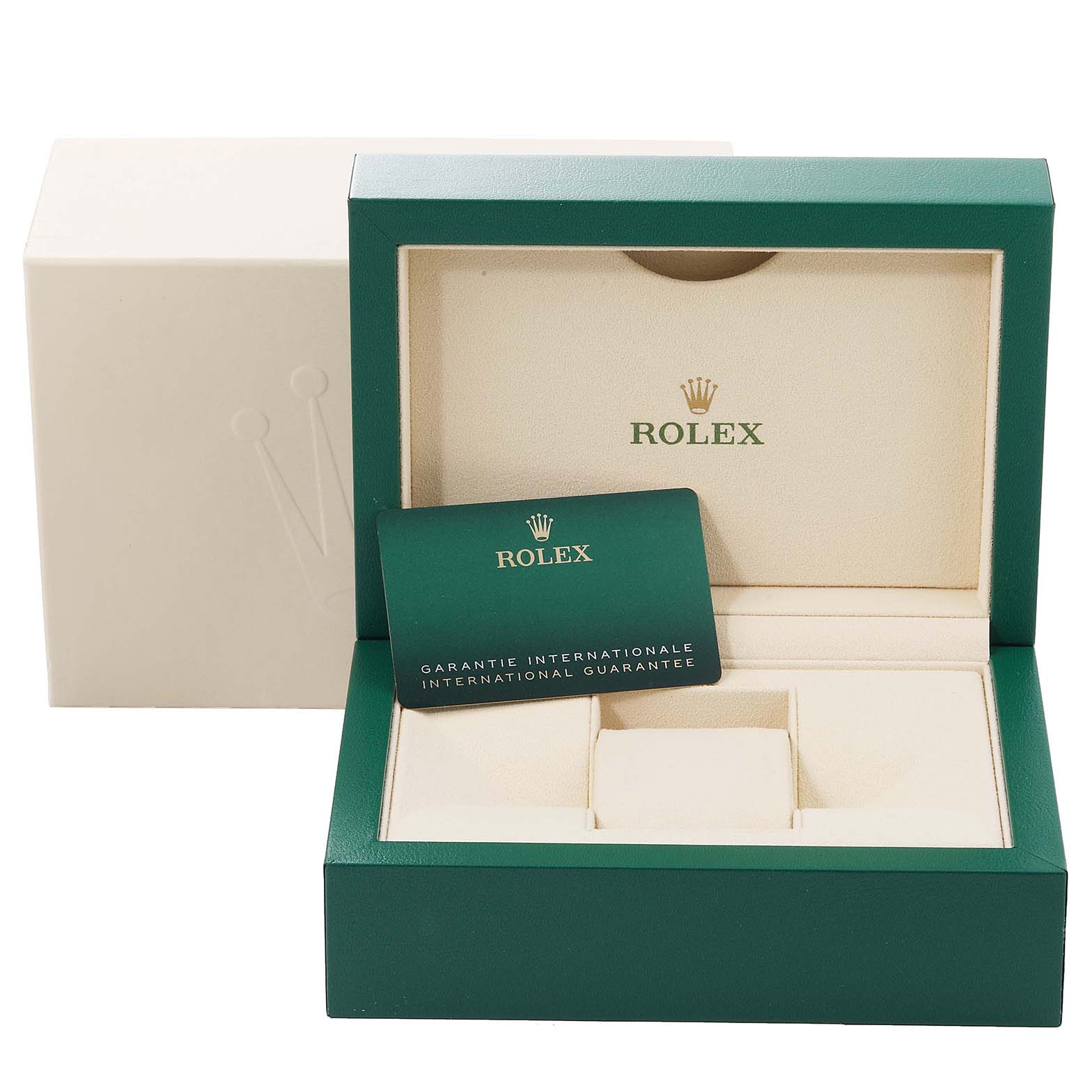 This image shows the box, warranty card, and packaging for a Rolex Daytona 116503 Men's Steel and Gold (two tone) Champagne Dial 116503 Men's Steel and Gold (two tone) Champagne Dial watch.