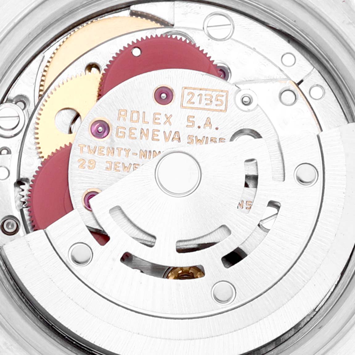 This image shows the internal movement mechanism of the Rolex Date 69160 Women
s Stainless Steel Blue Dial 69160 Women
s Stainless Steel Blue Dial model watch.