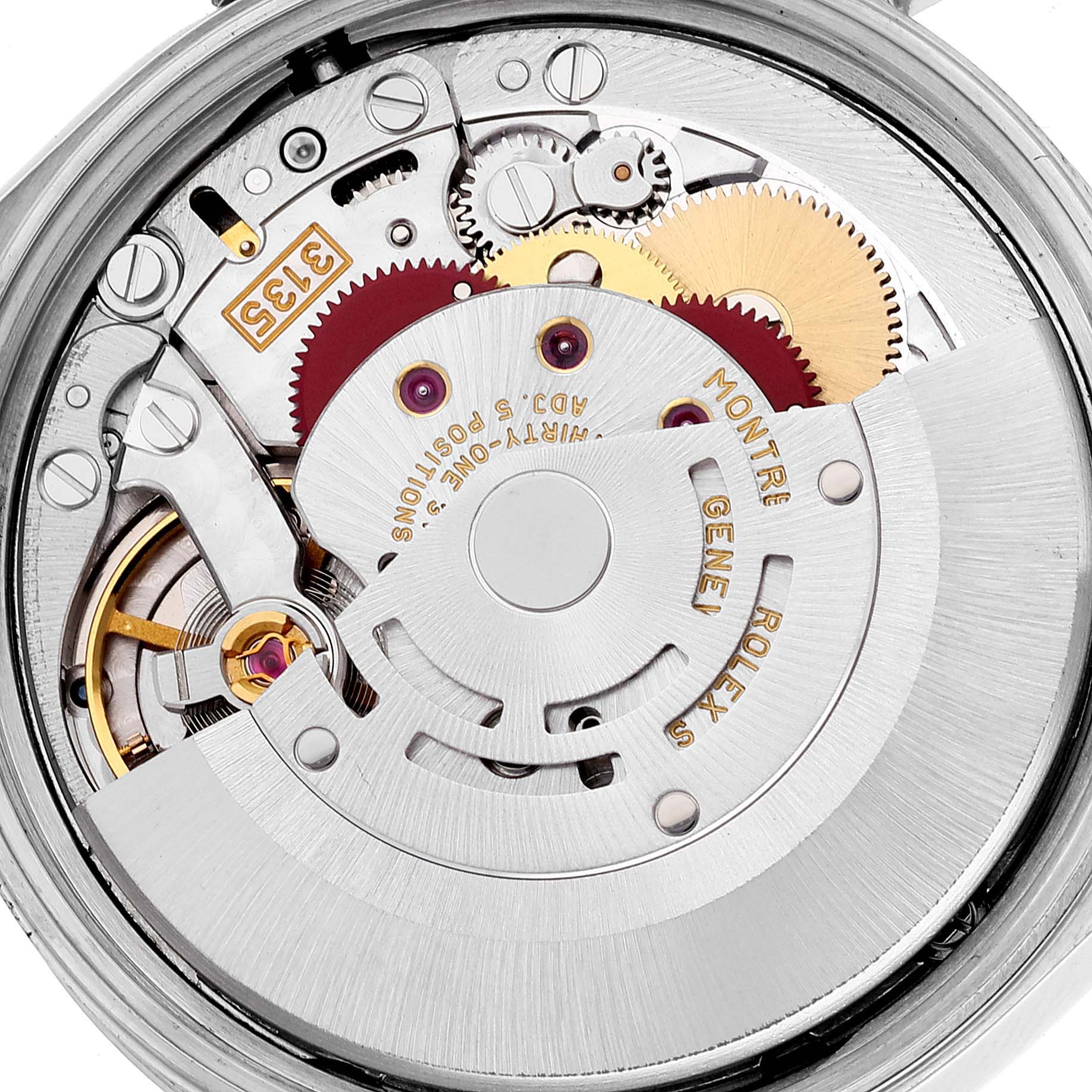 This image shows the internal mechanism of a Rolex Date 15200 Men's Stainless Steel White Dial 15200 Men's Stainless Steel White Dial model watch, viewed from the back.