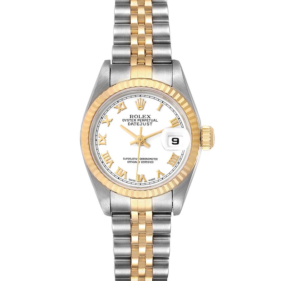 Rolex Datejust 26 Steel Yellow Gold White Roman Dial Ladies Watch 79173 SwissWatchExpo