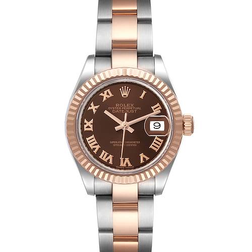 Photo of Rolex Datejust 28 Everose Chocolate Brown Dial Ladies Watch 279171 Box Card