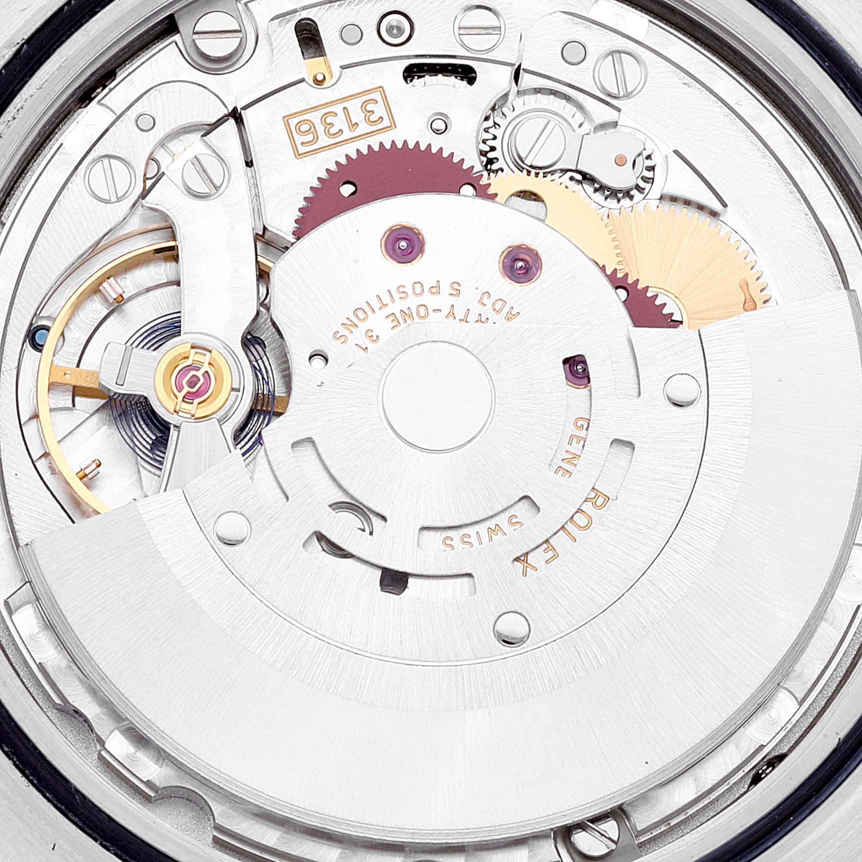 This image shows the detailed internal mechanism and movement of the Rolex Datejust 41 116333 Men
s Steel and Gold (two tone) Black Dial 116333 Men
s Steel and Gold (two tone) Black Dial watch.