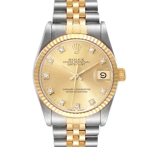 Photo of Rolex Datejust Midsize Steel Yellow Gold Diamond Dial Ladies Watch 68273