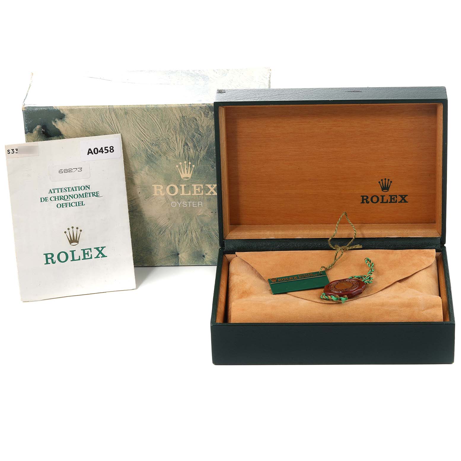 The image shows the packaging, an empty box, and documents for a Rolex Mid-Size 68273 Women's Steel and Gold (two tone) Champagne Dial 68273 Women's Steel and Gold (two tone) Champagne Dial model.