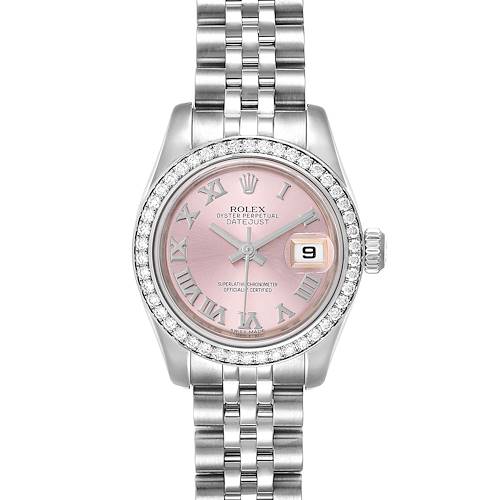Photo of Rolex Datejust Steel White Gold Pink Dial Diamond Ladies Watch 179384 Unworn