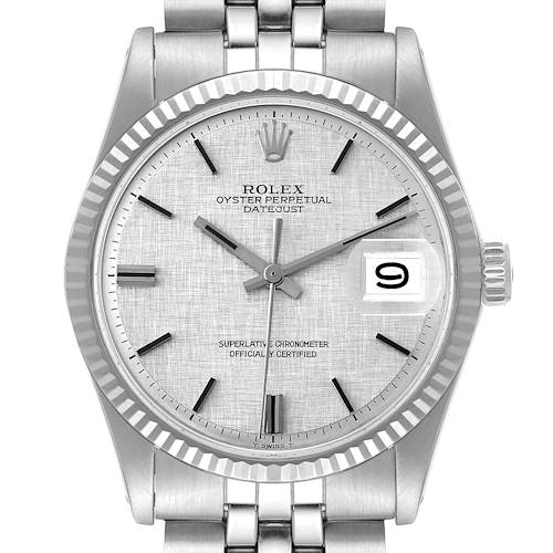 Photo of Rolex Datejust Steel White Gold Silver Linen Dial Vintage Mens Watch 1601