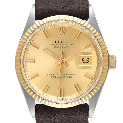 Photo of Rolex Datejust Steel Yellow Gold Wide Boy Dial Vintage Mens Watch 1601