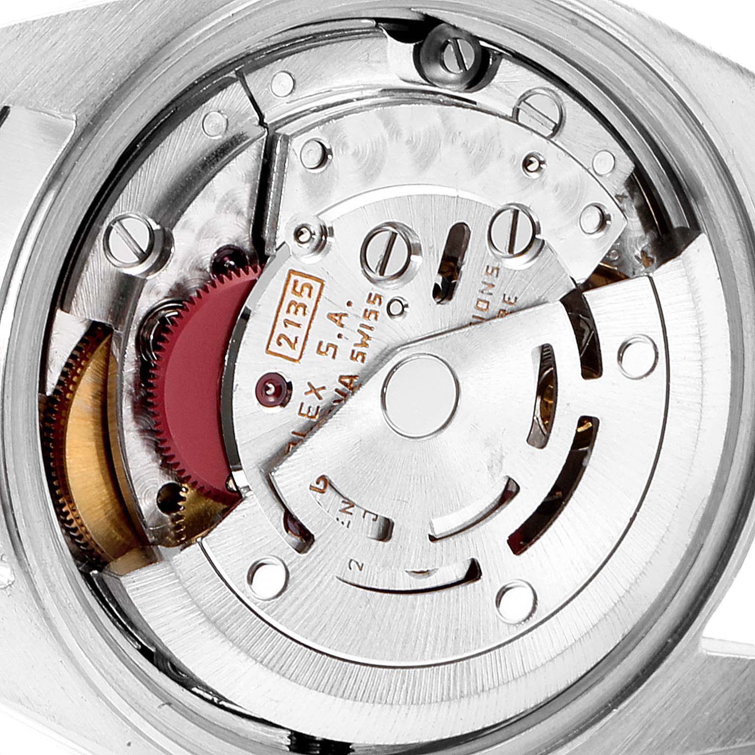 The image shows the internal mechanism of a Rolex Datejust 69173 Women's Steel and Gold (two tone) Champagne Dial 69173 Women's Steel and Gold (two tone) Champagne Dial model, viewed from the back.