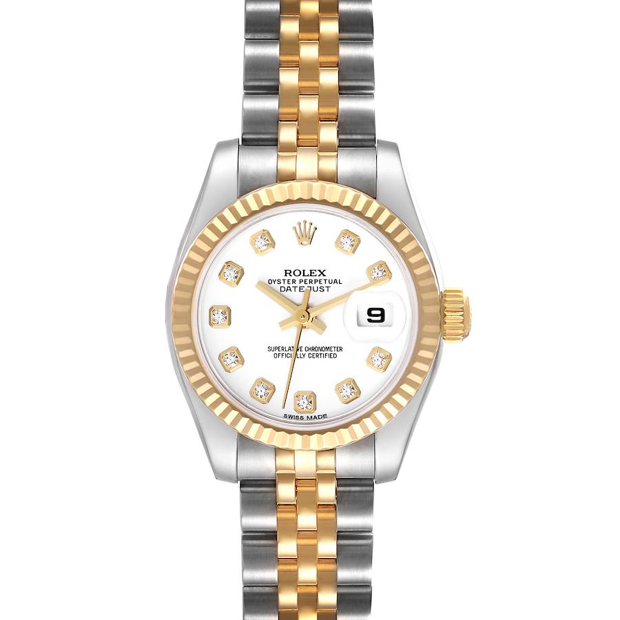 Rolex Datejust Steel Yellow Gold White Diamond Dial Ladies Watch 179173 SwissWatchExpo