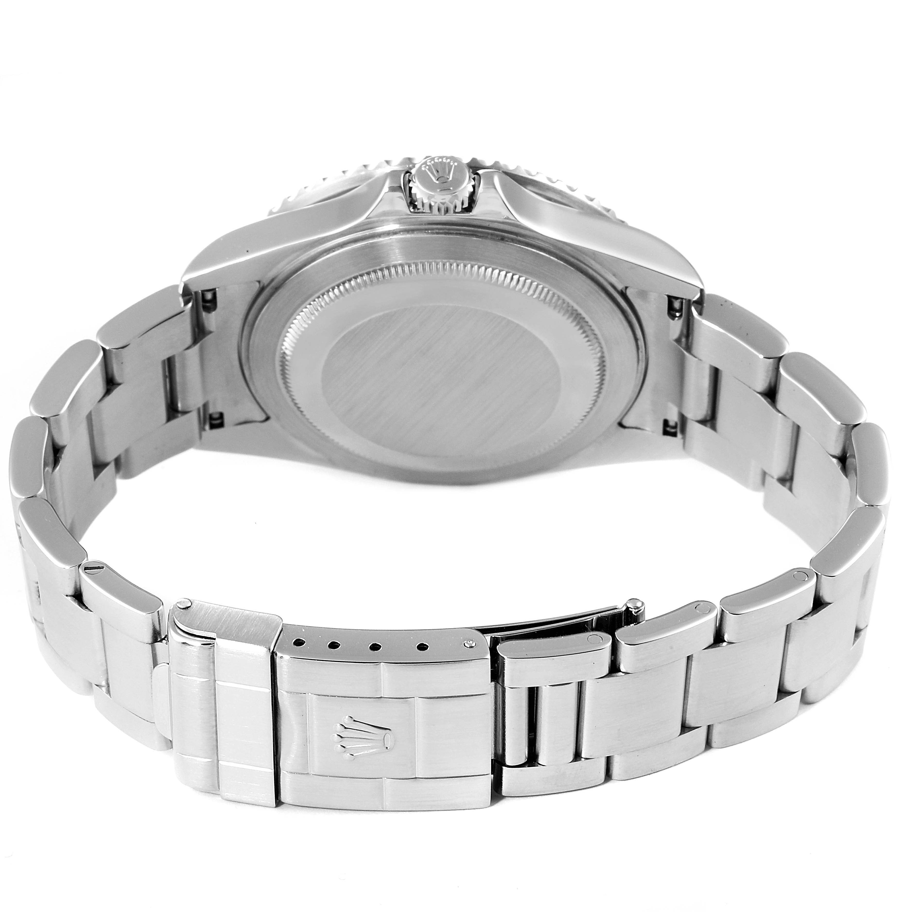 The image shows the back case, crown, and bracelet of a Rolex GMT-Master 16710 Men
s Stainless Steel Black Dial 16710 Men
s Stainless Steel Black Dial watch at a rear angle.