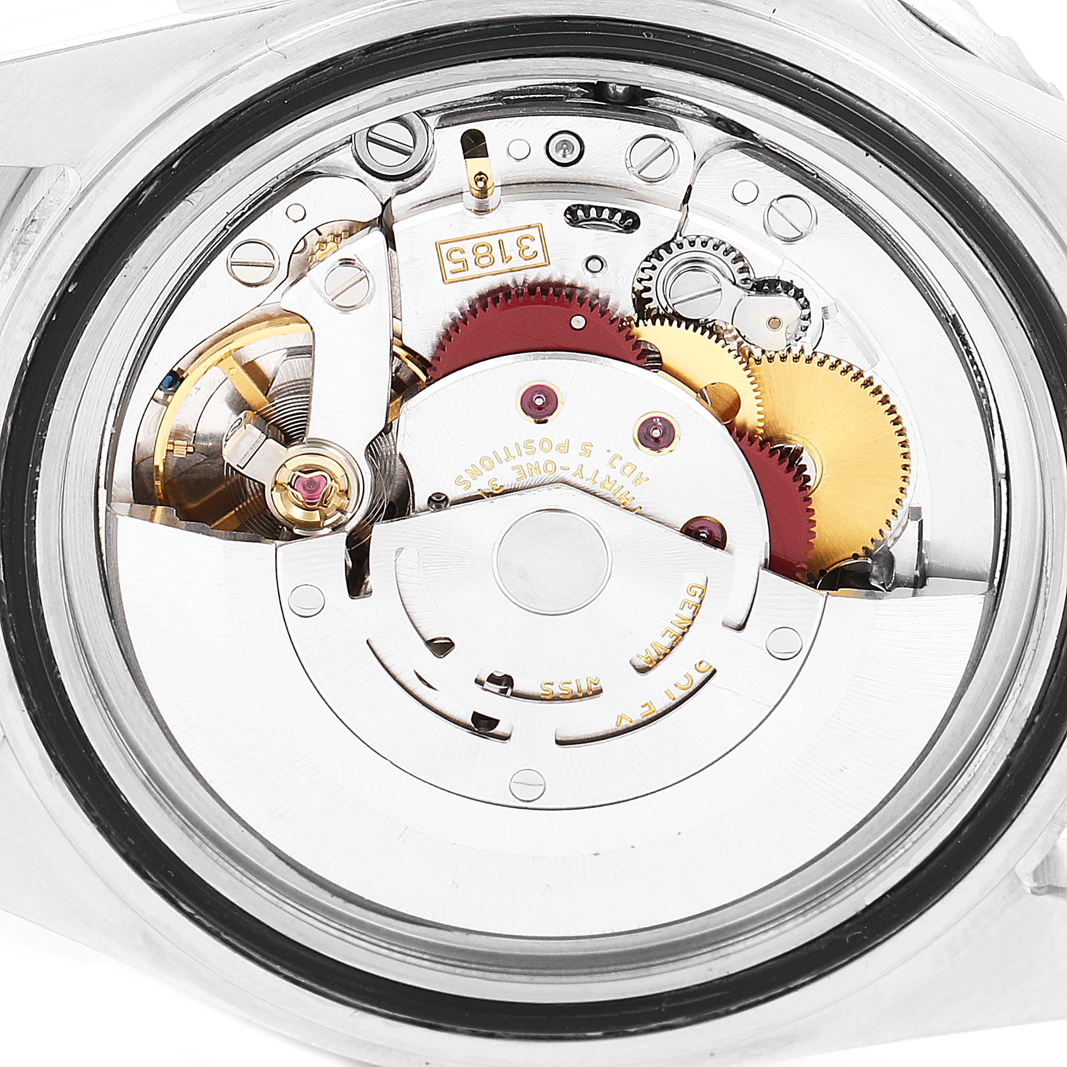 This image shows the internal mechanics of a Rolex GMT-Master 16710 Men
s Stainless Steel Black Dial 16710 Men
s Stainless Steel Black Dial watch, viewed from the back.