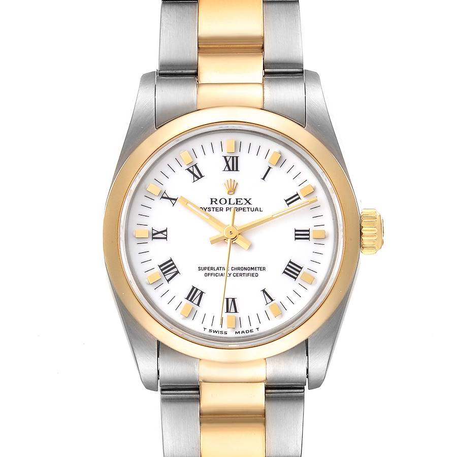 Rolex Midsize 31 Steel Yellow Gold White Dial Ladies Watch 67483 SwissWatchExpo