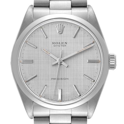 Photo of Rolex Oyster Precision Silver Linen Dial Vintage Steel Mens Watch 6426