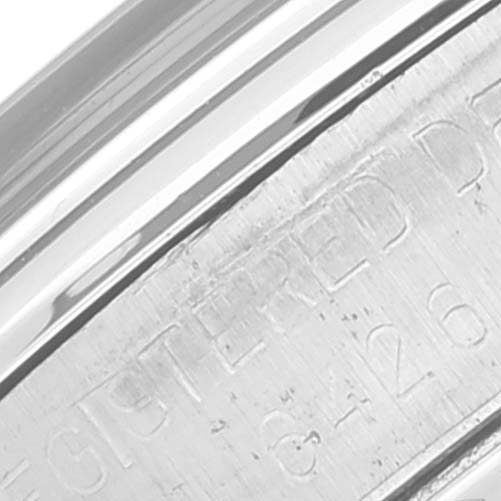 This image shows a close-up of the engraved side of the casing for the Rolex Vintage Collection 6426 Men's Stainless Steel Silver Dial 6426 Men's Stainless Steel Silver Dial model watch.