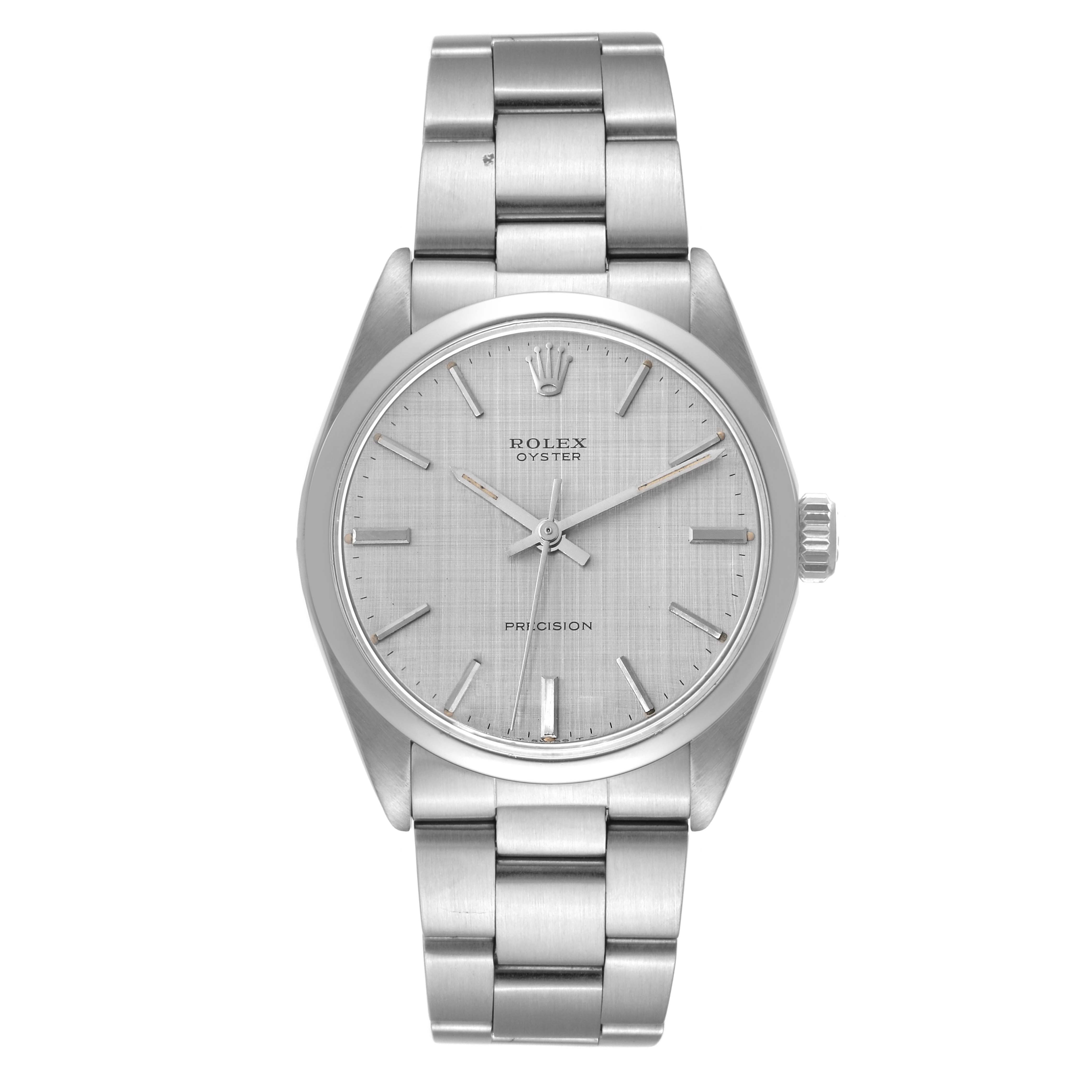 The image shows a front view of the Rolex Vintage Collection 6426 Men's Stainless Steel Silver Dial 6426 Men's Stainless Steel Silver Dial model watch, displaying the dial, case, and bracelet.