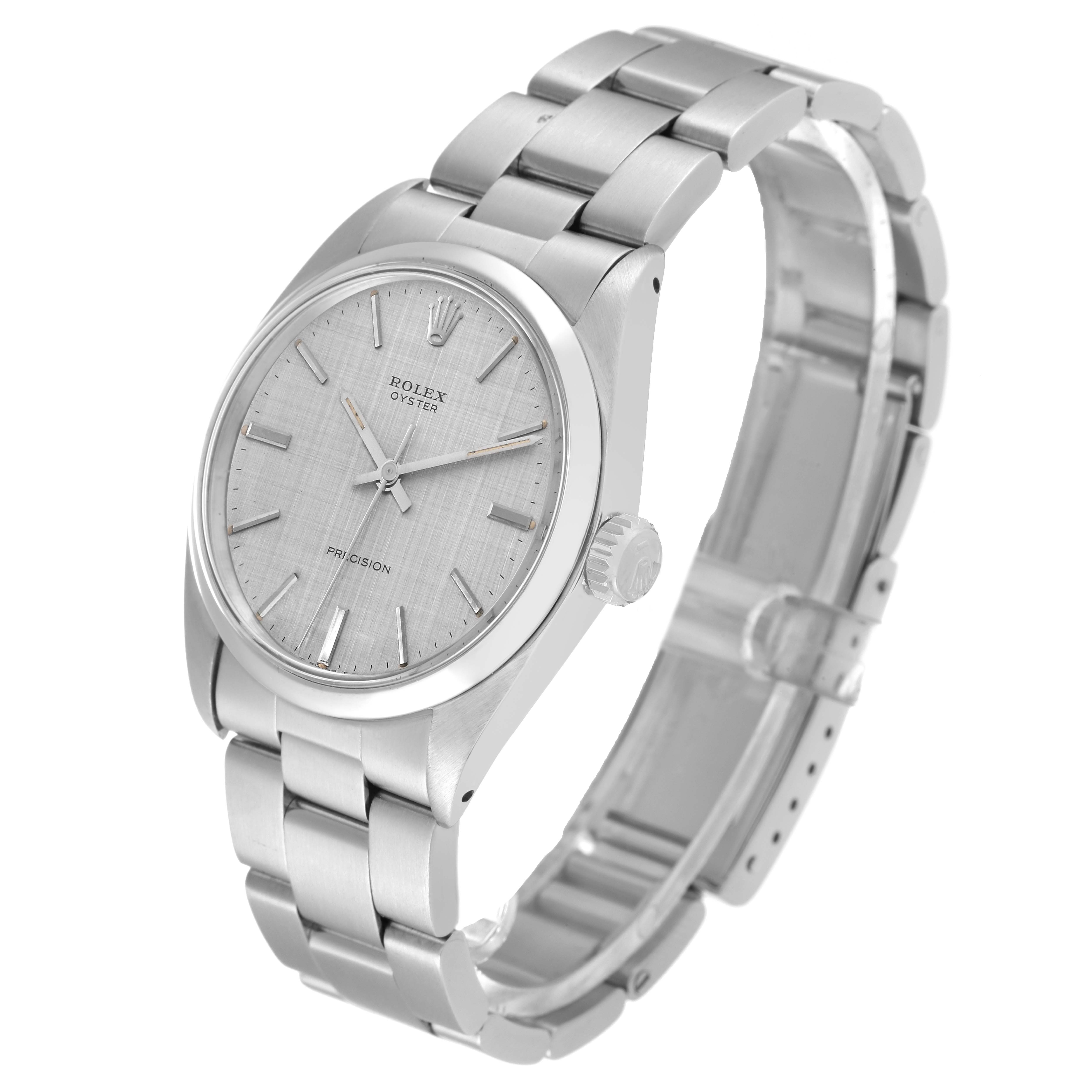 This image shows a Rolex Vintage Collection 6426 Men's Stainless Steel Silver Dial 6426 Men's Stainless Steel Silver Dial watch in a three-quarter view, detailing its silver dial, crown, and bracelet.