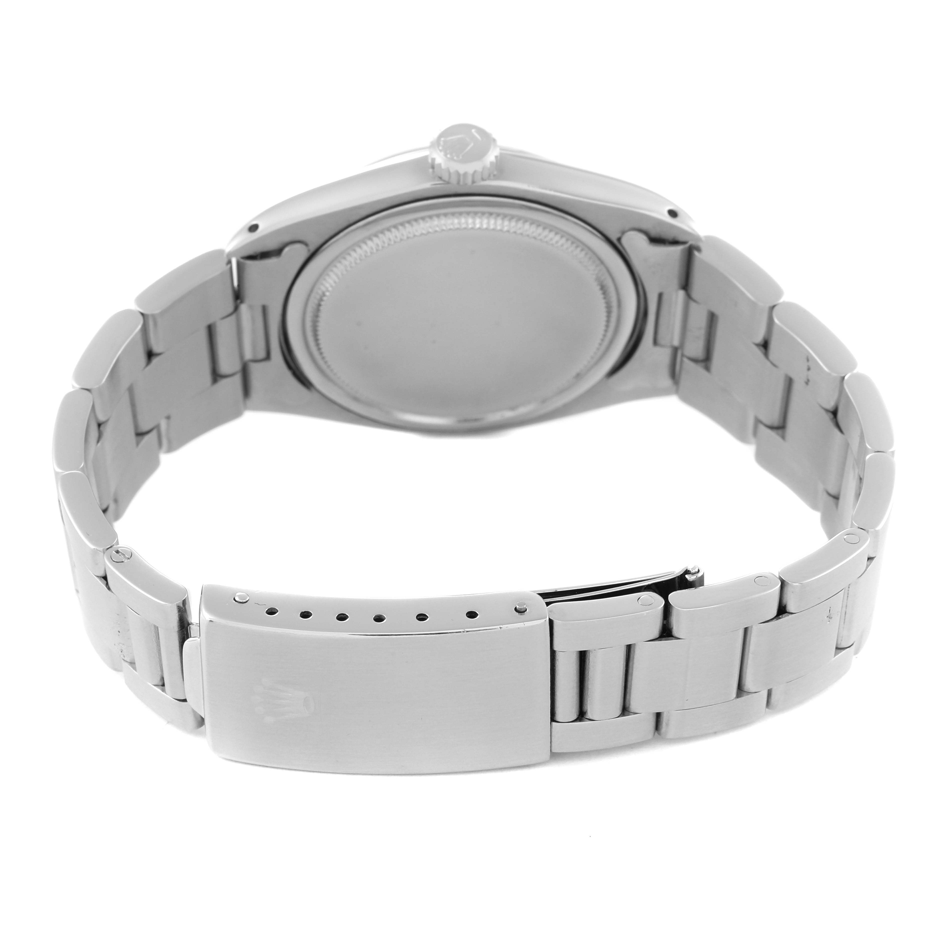 This image shows the back and clasp of a Vintage Collection model by Rolex, viewed from a rear angle.