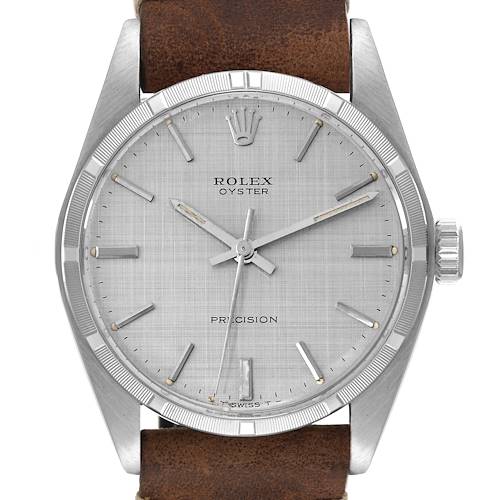 Photo of Rolex Oyster Precision Silver Linen Dial Vintage Steel Mens Watch 6427