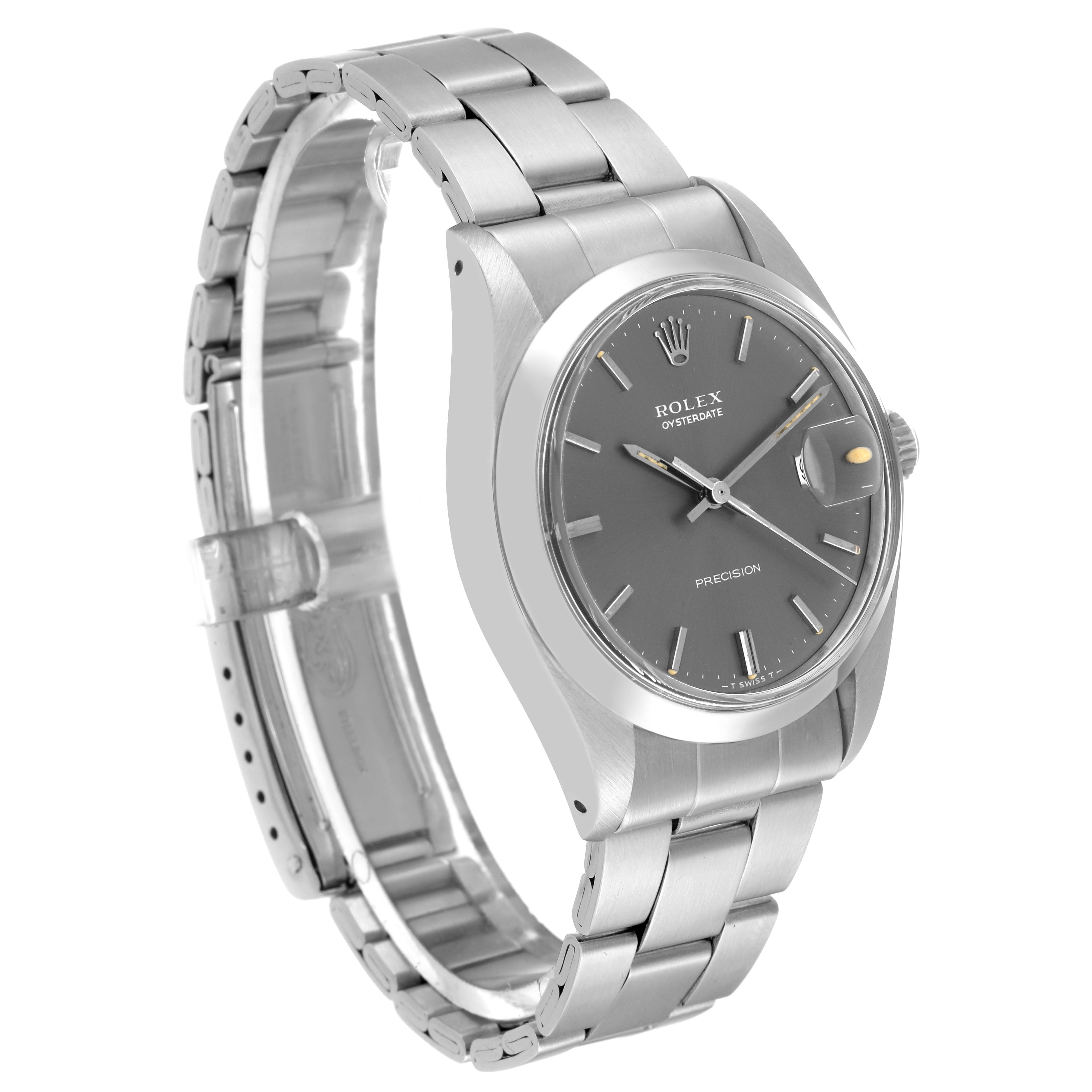 The image shows a Rolex Vintage Collection 6694 Men
s Stainless Steel Grey Dial 6694 Men
s Stainless Steel Grey Dial watch at a three-quarter angle, displaying its bracelet, case, and dial.