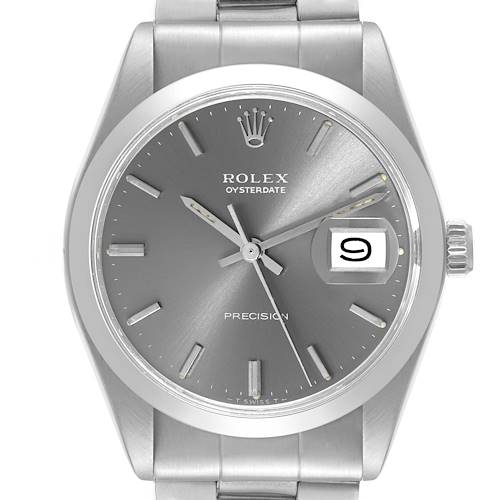 Photo of Rolex OysterDate Precision Slate Grey Dial Steel Vintage Mens Watch 6694
