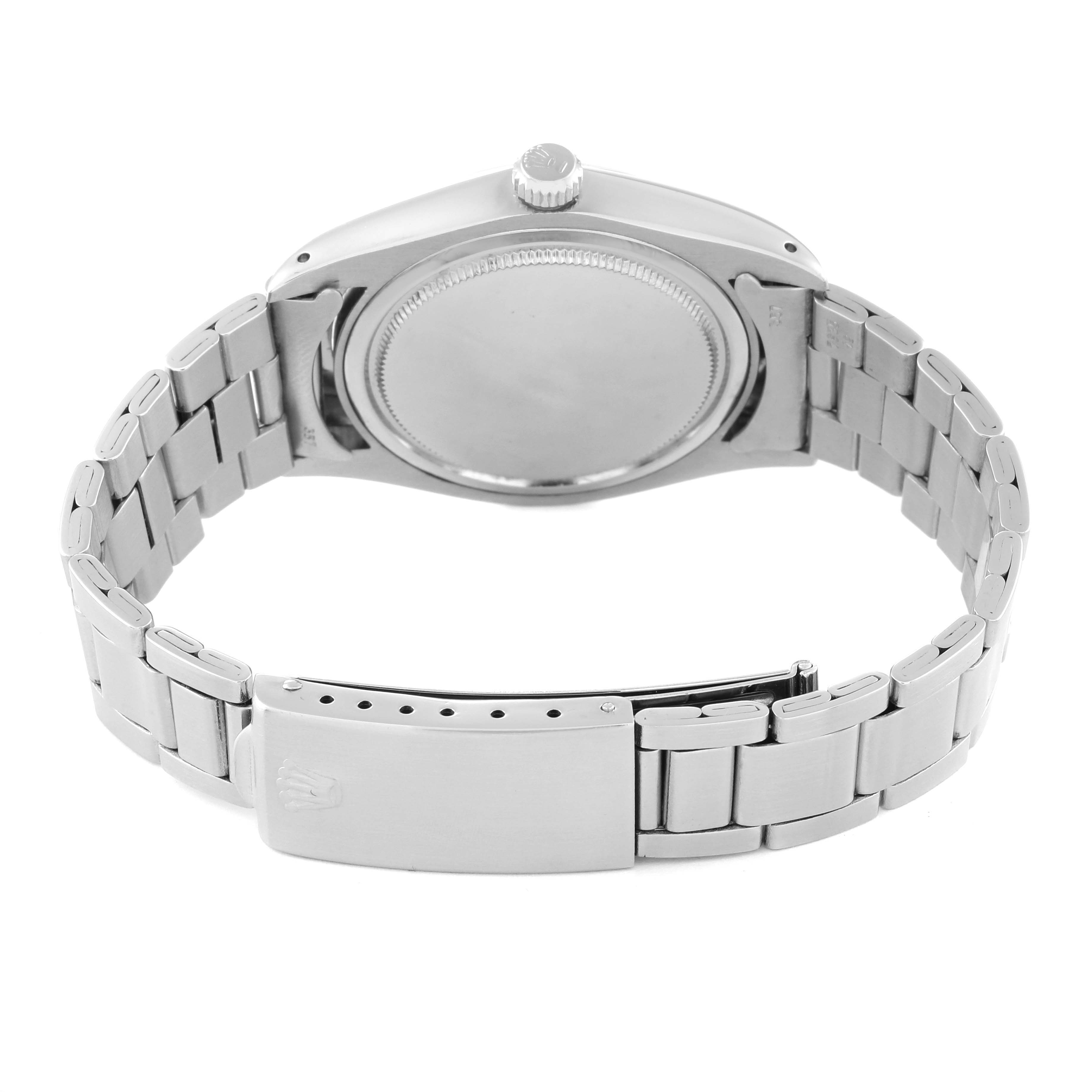 This image shows the back case and clasp of a Rolex Vintage Collection 6694 Men
s Stainless Steel Grey Dial 6694 Men
s Stainless Steel Grey Dial model watch, captured at a rear angle.