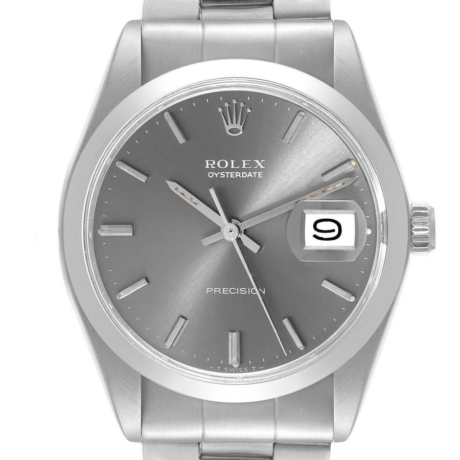 Rolex OysterDate Precision Slate Grey Dial Steel Vintage Mens Watch 6694 SwissWatchExpo