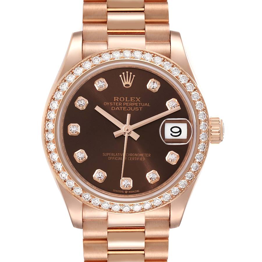 Rolex President Datejust Midsize 31 Rose Gold Diamond Ladies Watch 278285 SwissWatchExpo