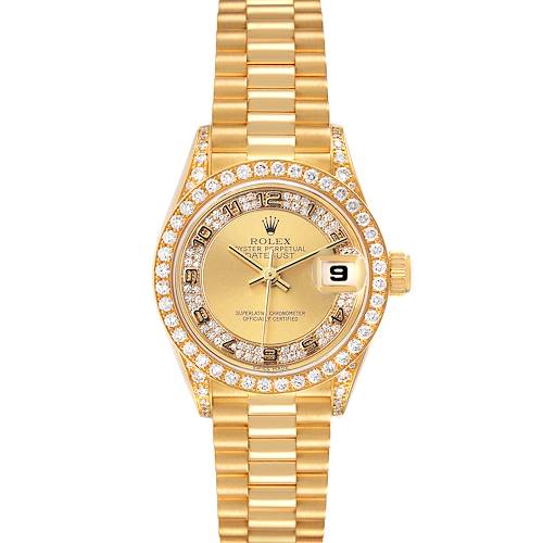 Photo of Rolex President Datejust Yellow Gold Myriad Diamond Ladies Watch 69158