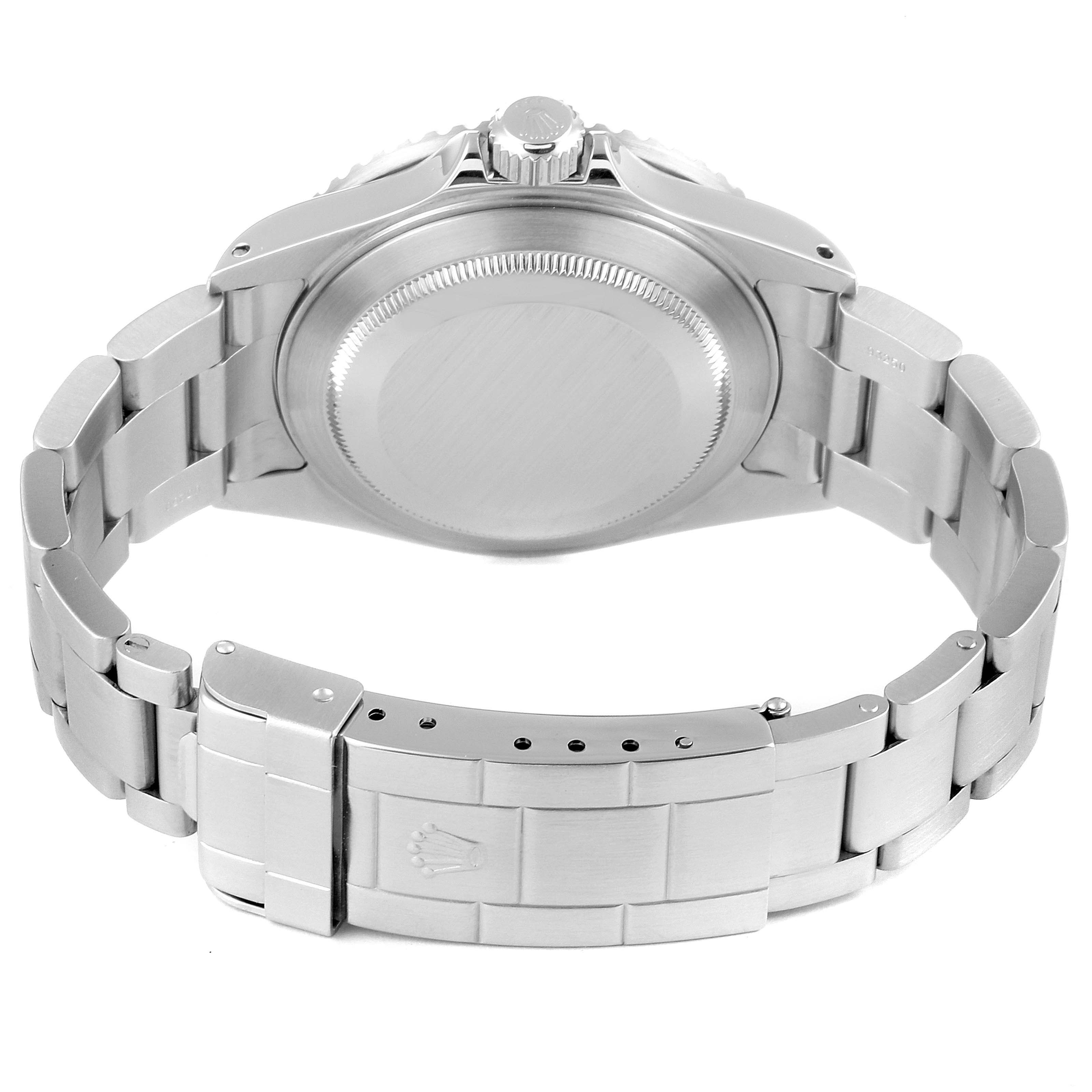 This image shows the back view of a Rolex Submariner 16610 Men
s Stainless Steel Black Dial 16610 Men
s Stainless Steel Black Dial watch, highlighting the case back, bracelet, and clasp.