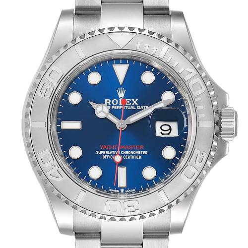 Photo of Rolex Yachtmaster Steel Platinum Blue Dial Mens Watch 126622 Box Card