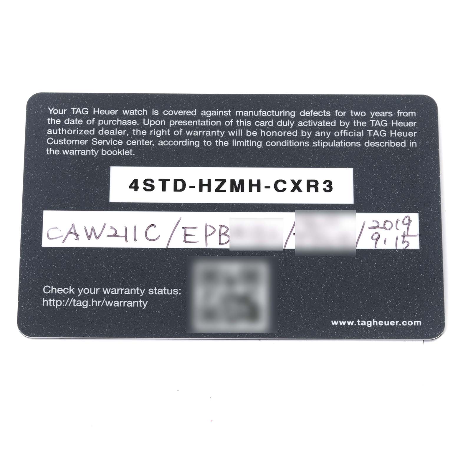 This image shows a warranty card for a Monaco model by Tag Heuer.