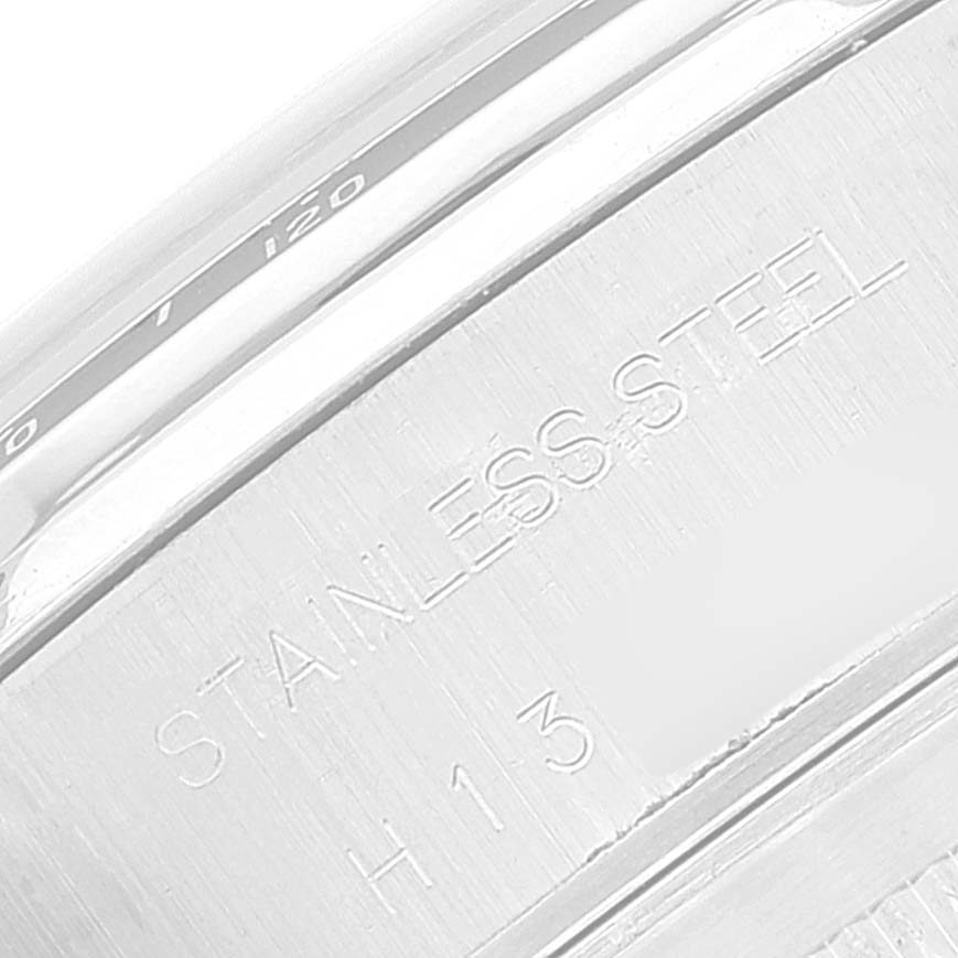 The image shows a close-up of the stainless steel casing of the Tudor Prince 79260 Men
s Stainless Steel Silver Dial 79260 Men
s Stainless Steel Silver Dial model watch.