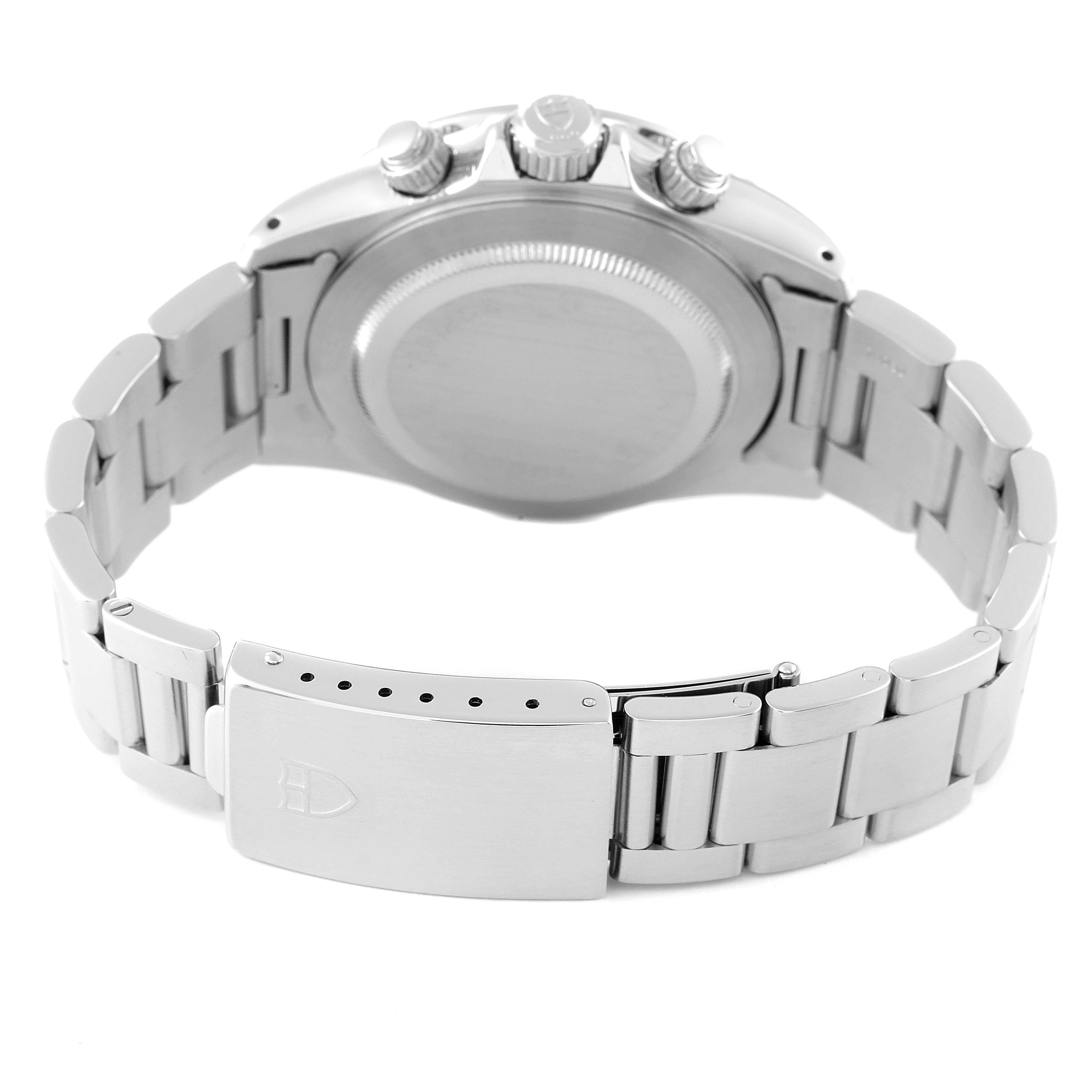 The image shows the backside and clasp of a Tudor Prince 79260 Men
s Stainless Steel Silver Dial 79260 Men
s Stainless Steel Silver Dial model watch, highlighting its stainless steel bracelet and case back.