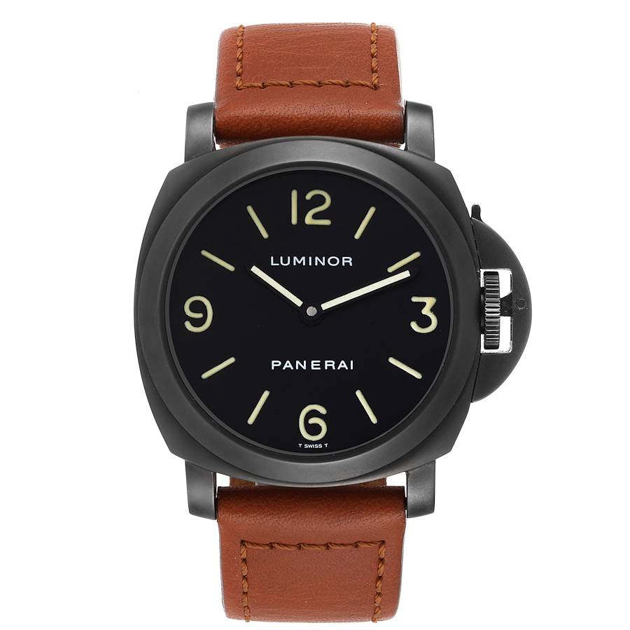 Panerai Luminor Base 44mm Black Dial PVD Steel Mens Watch PAM00009