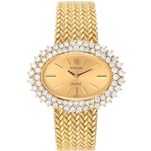 Photo of Rolex Cellini Orchid Yellow Gold Diamond Ladies Cocktail Watch 2674