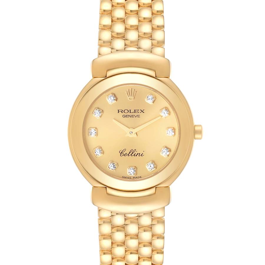Rolex Cellini Yellow Gold Champagne Diamond Dial Ladies Watch 6621 SwissWatchExpo