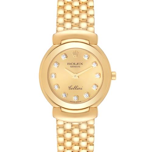 Photo of Rolex Cellini Yellow Gold Champagne Diamond Dial Ladies Watch 6621